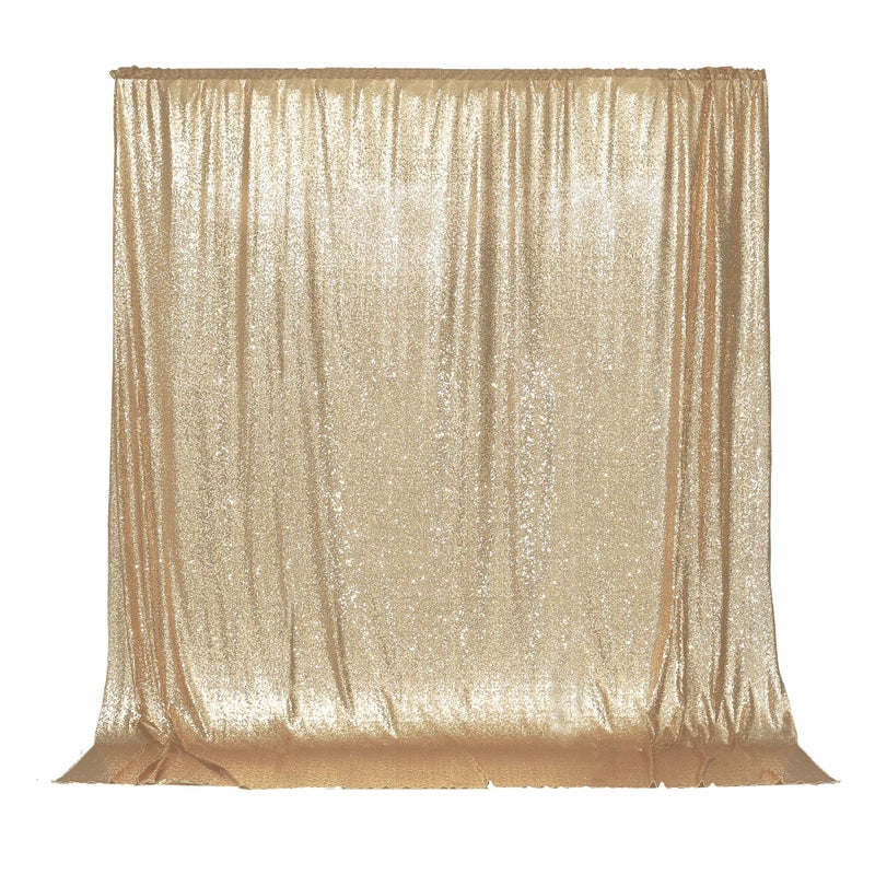 PartyDelight Light Gold Sequin Backdrop 6x7ft - High Density 3mm Shimmer Sequin Background with 4-Inch Rod Pocket, Sparkly Photography Curtain for Wedding, Birthday, TikTok & Live Decor - Image 1